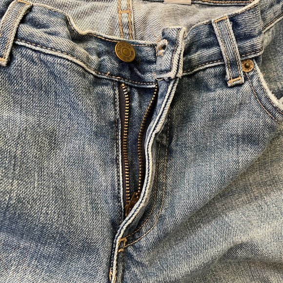 VTG Y2K Marc Jacobs Distressed Tattoo Spider Web Printed Blue Denim Jeans Sz 8 - Picture 4 of 12